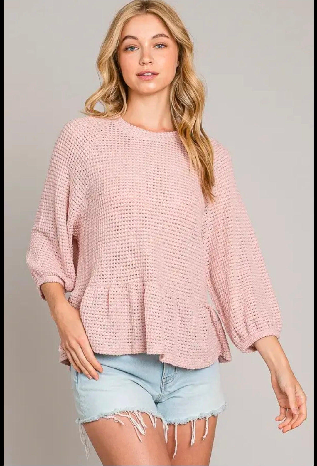 Bracelet Sleeve Peplum Knit Top