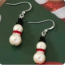 Handmade Pearl Snowman Earrings
