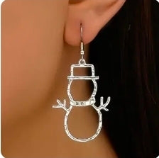Handmade Silver Snowman Earrings