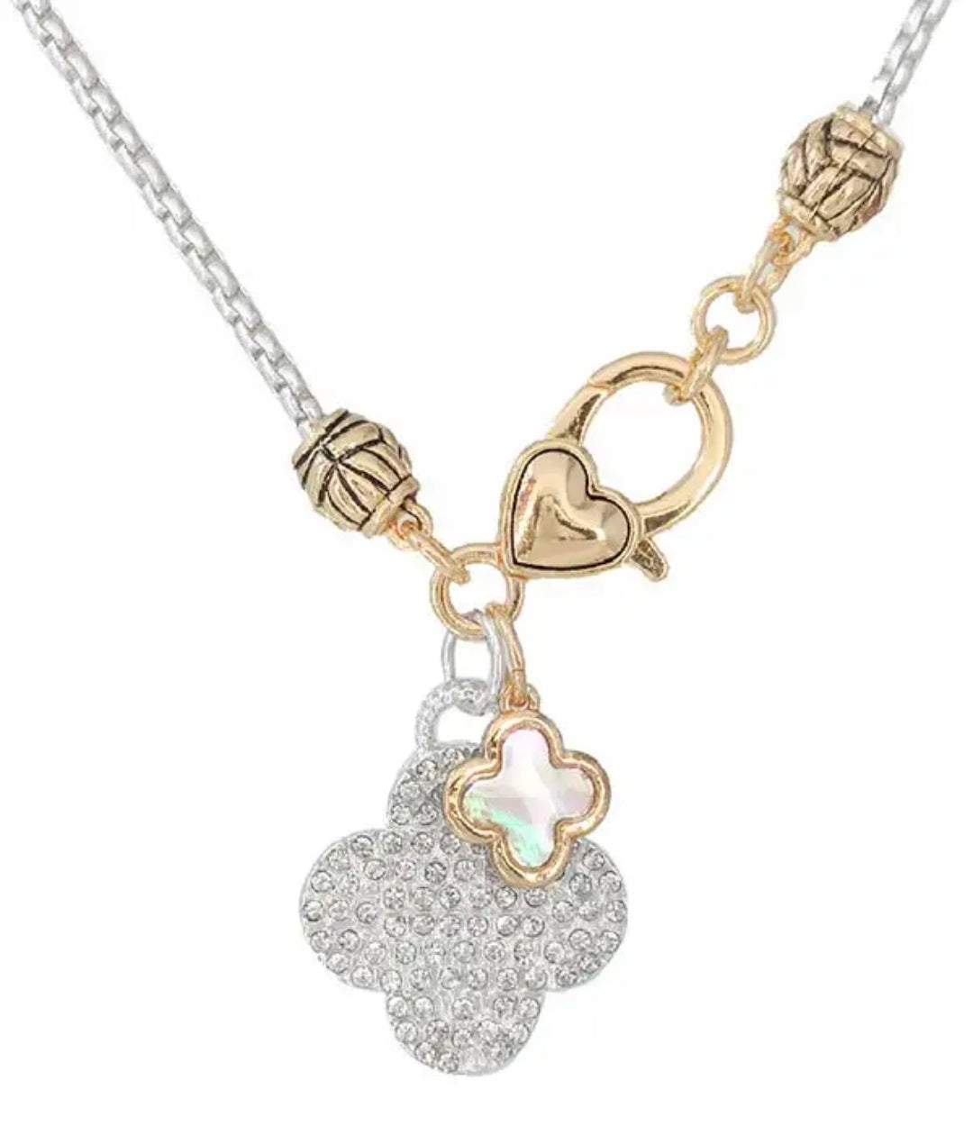 Rhinestone Quatrefoil Pendant Necklace