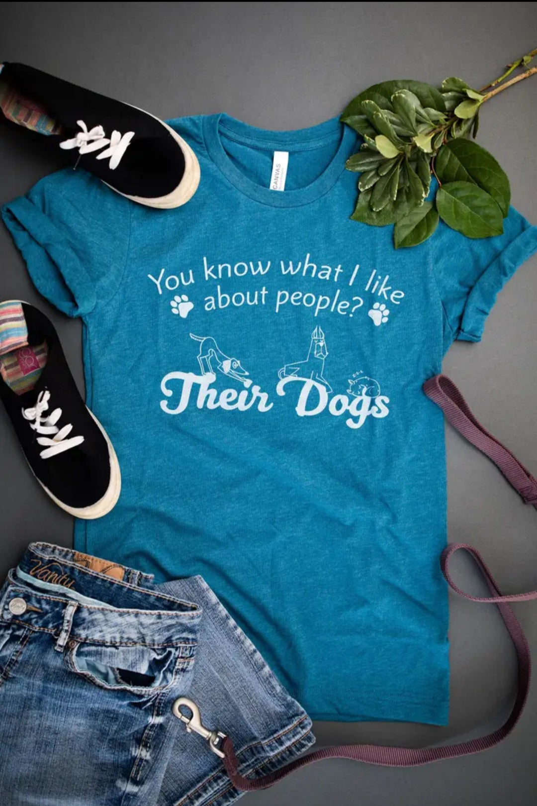 You Know What I like About People? Their Dogs~Unisex Heather Deep Teal T-shirt