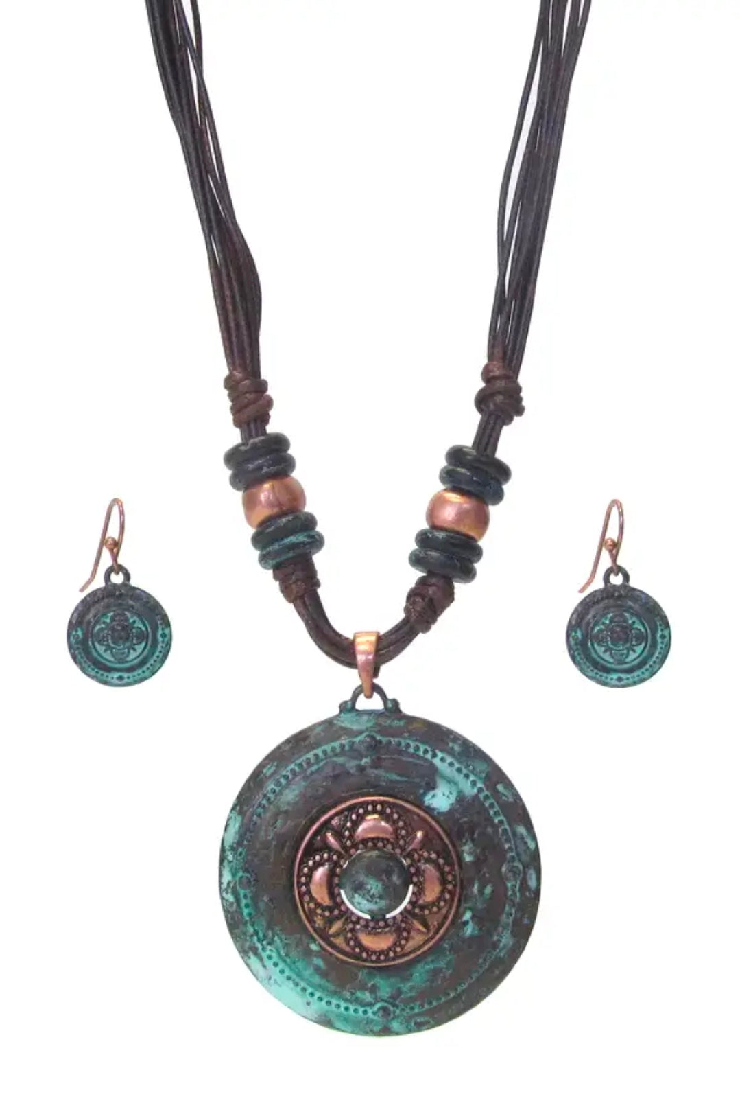 Handmade Metal Disk Pendant Set