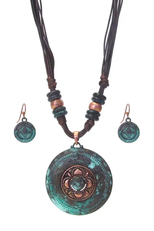 Handmade Metal Disk Pendant Set