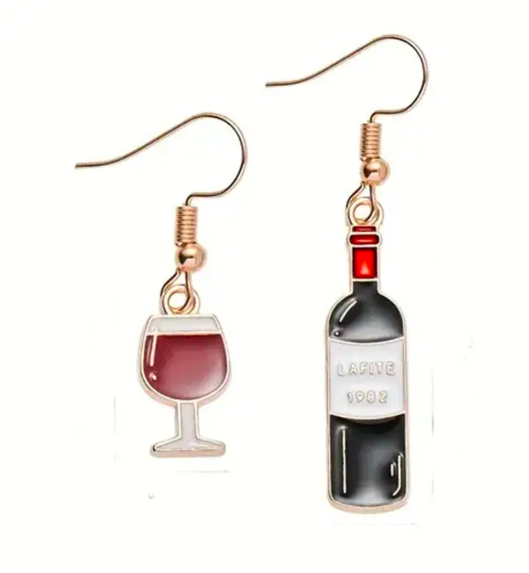 Handmade Wine and Glass Earrings
