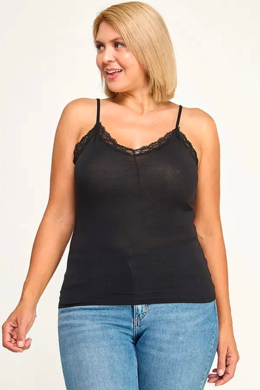 Delicate Lace Trim Camisole- Plus Size