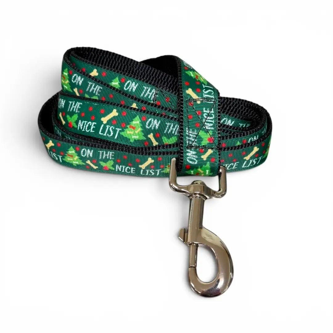 Delightfully On The Nice List Collar, Leash, Seat Belt Tether & Key Chain/Wristlet