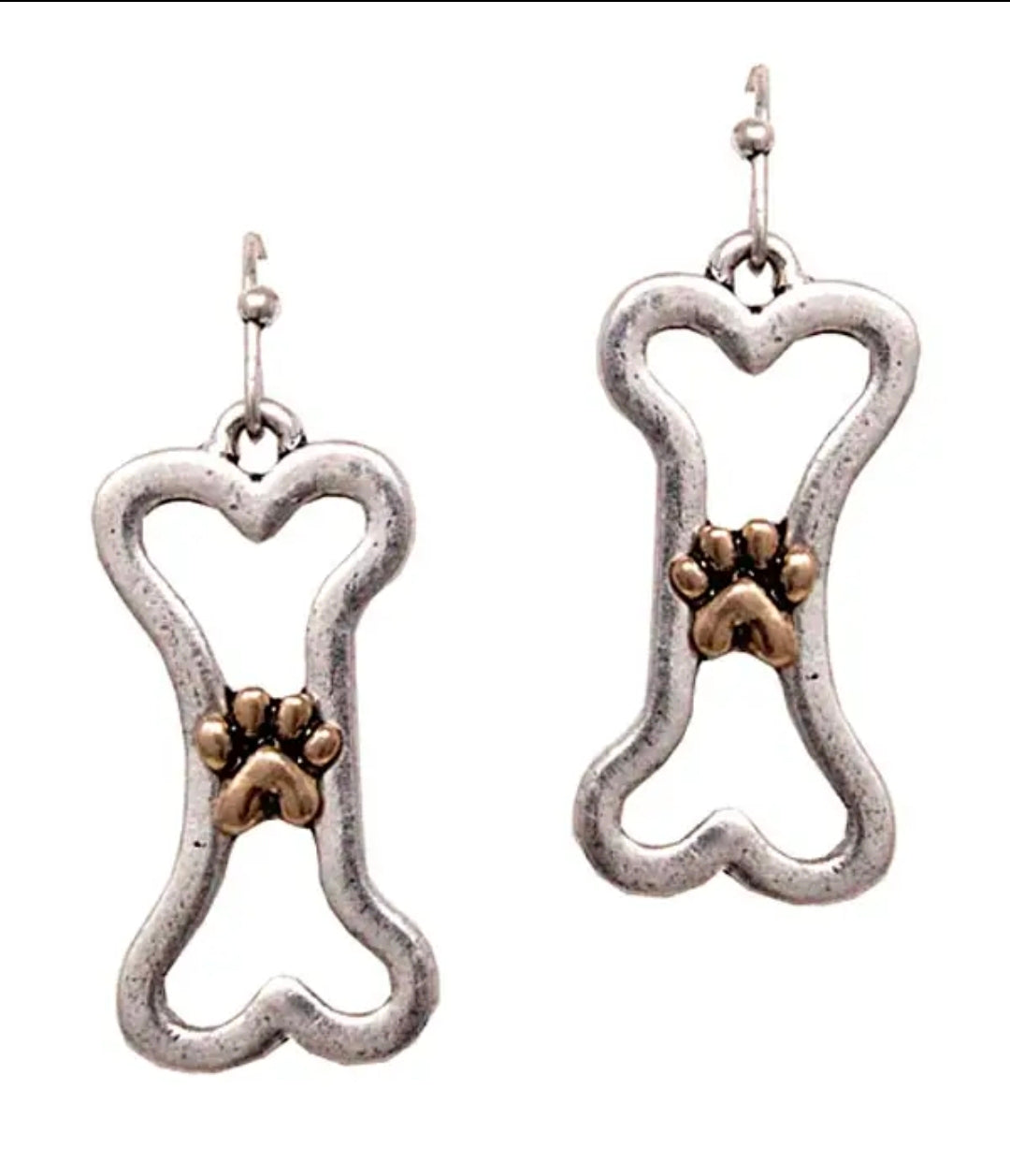 Handmade Paw Print Bone Earrings