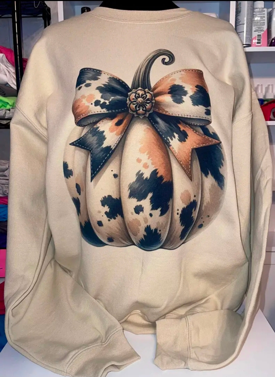 Cowhide Pumpkin Fall Halloween Sweatshirt