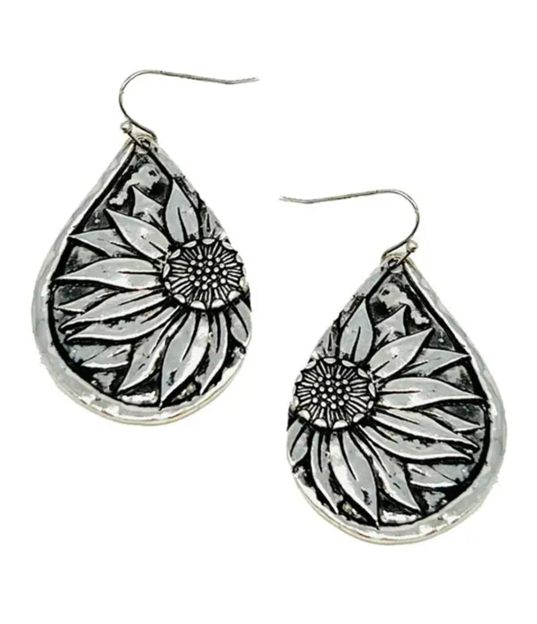 Handmade Vintage Sunflower Teardrop Earrings