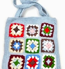 Handmade Granny Shoulder Bag with Button Closure.