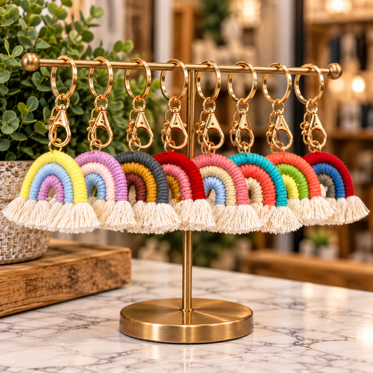 Gifted Garments Handmade Crochet Rainbow Keychains