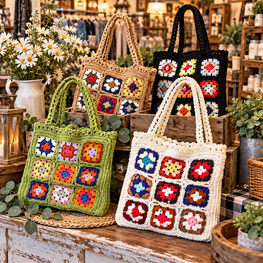 Gifted Garments Handmade Bohemian Crochet Tote Bag