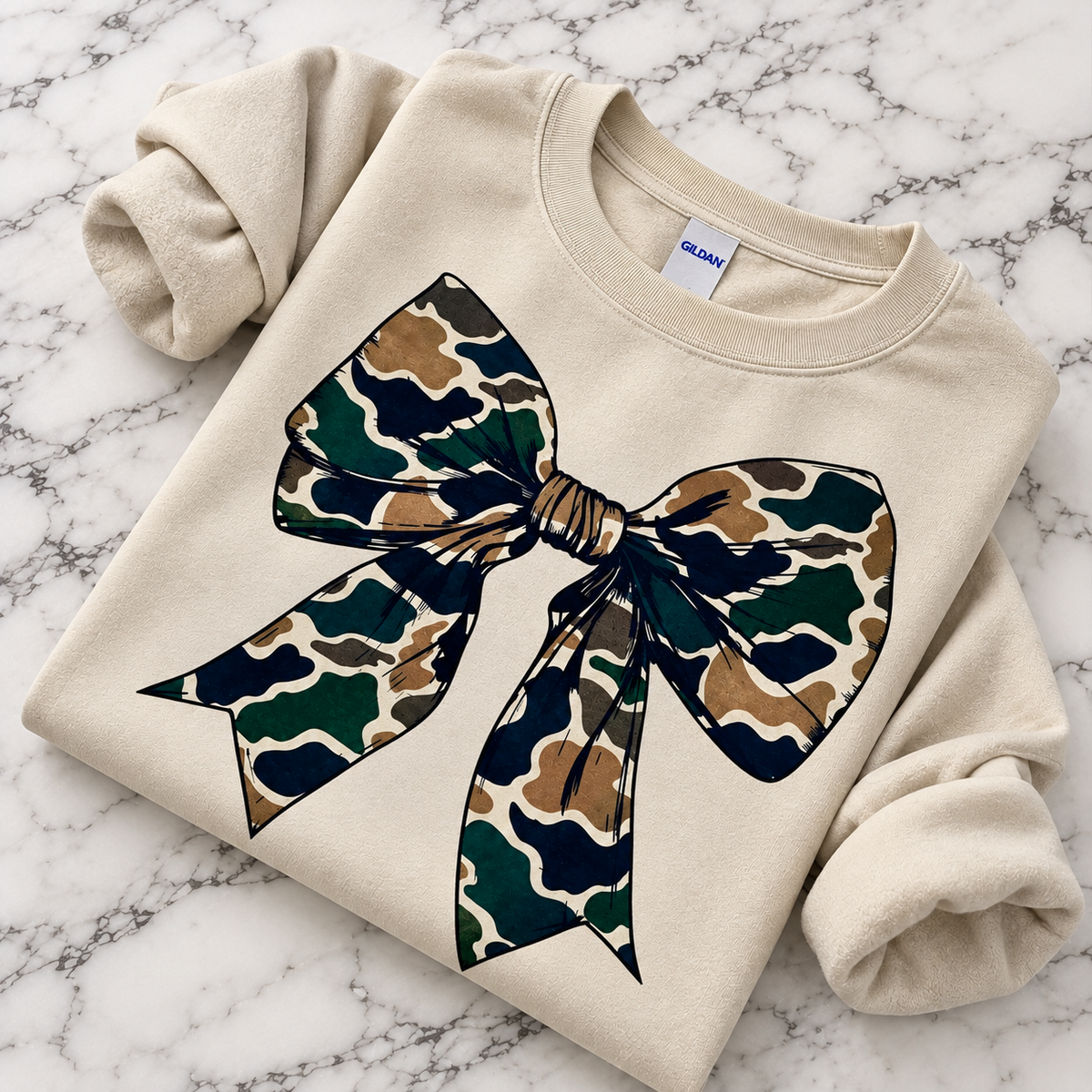 Alexis Camo Big Bow Swearshirt