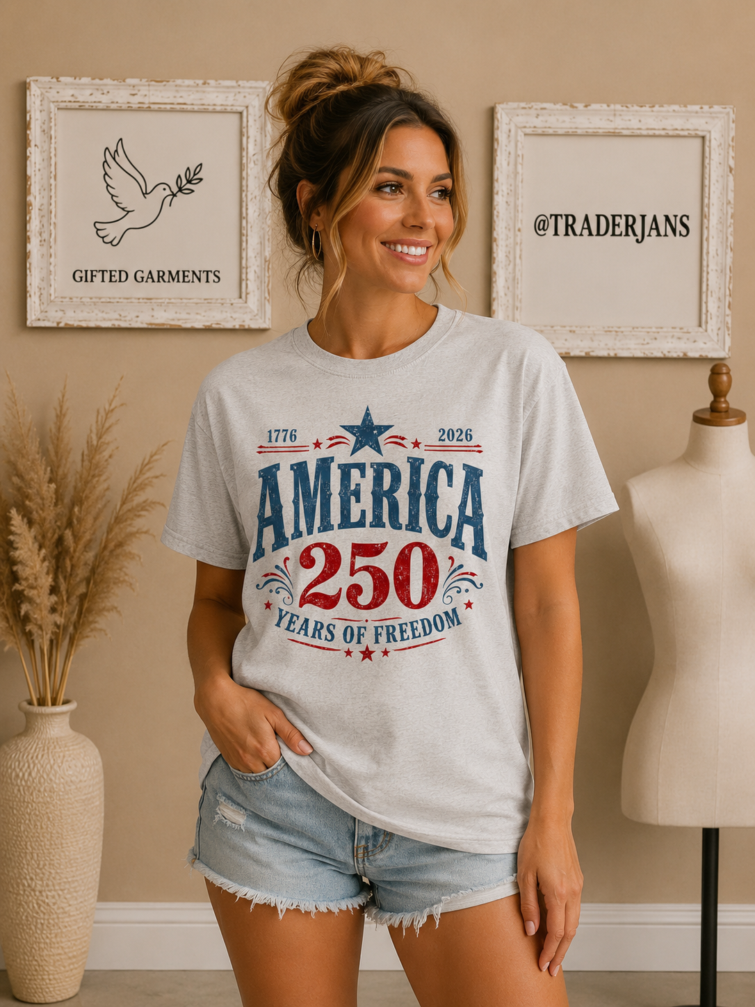 Gifted Garments America 250 Boutique Style, Ivory