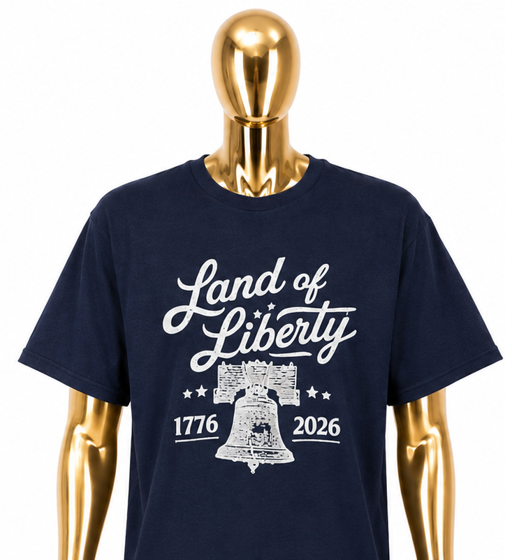 Gifted Garment Original Land of Liberty Modern Font in Navy Blue