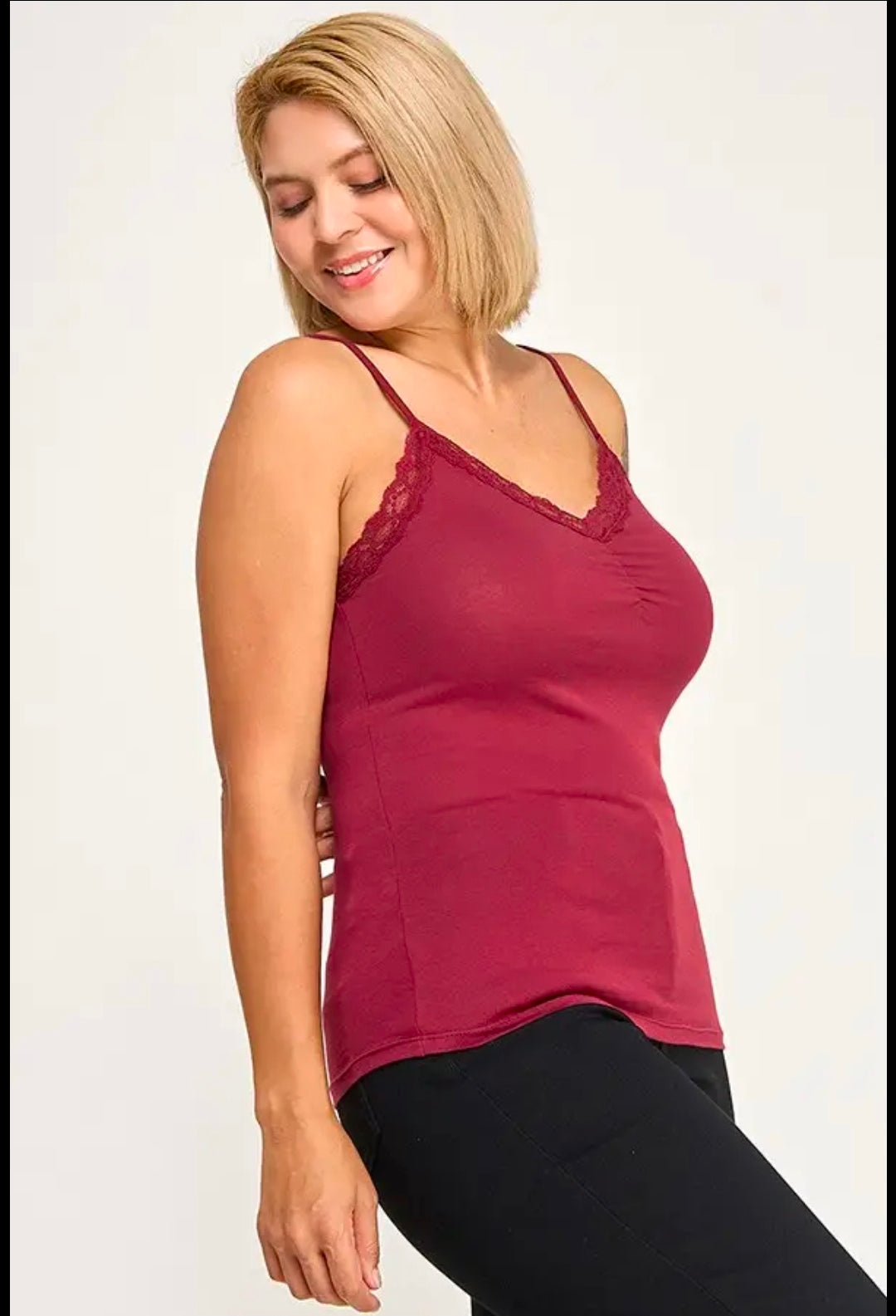 Delicate Lace Trim Camisole- Plus Size