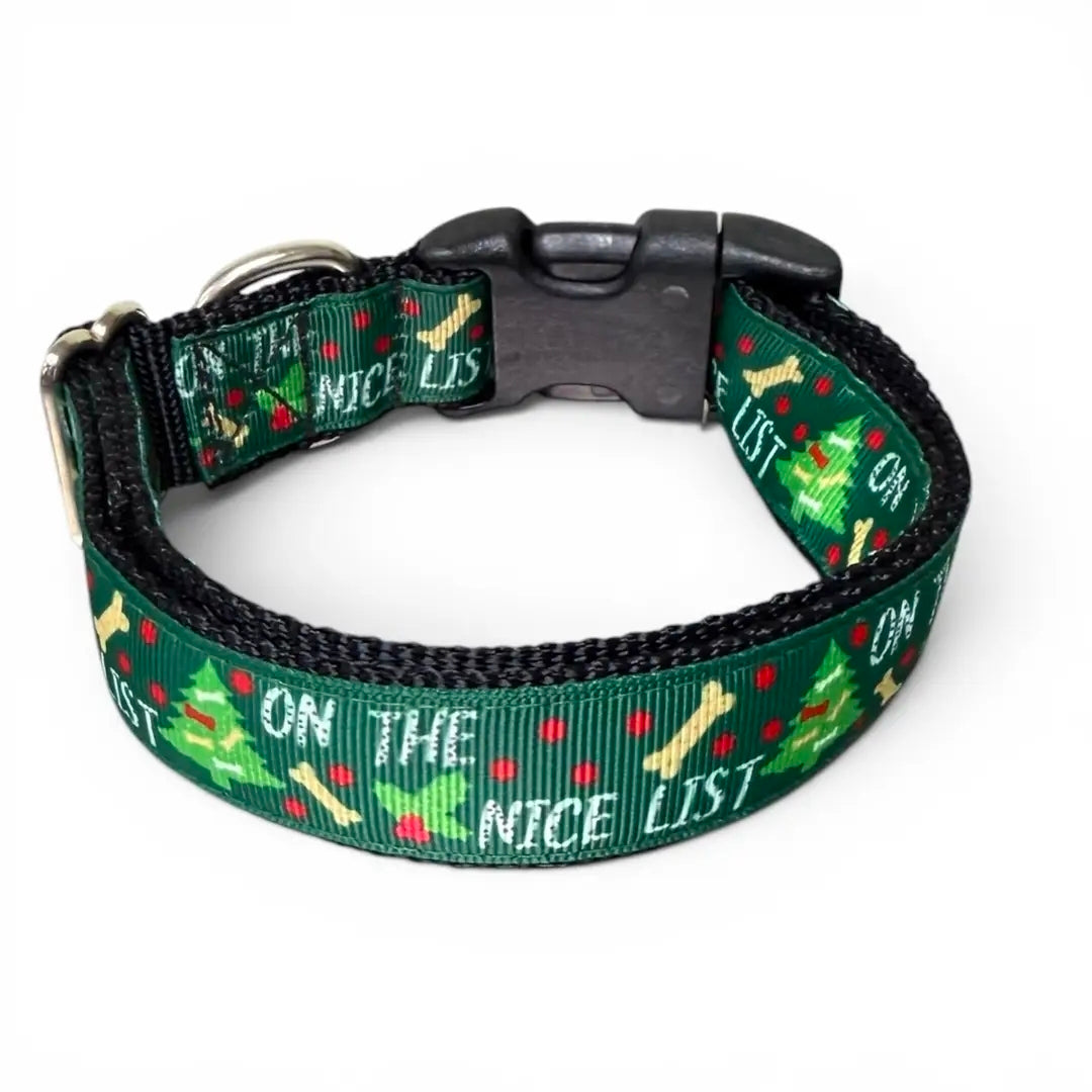 Delightfully On The Nice List Collar, Leash, Seat Belt Tether & Key Chain/Wristlet