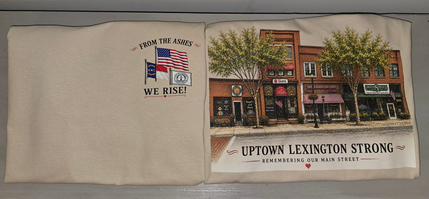 Uptown Lexington Fire Fundraiser T. Front & Back Design in Sand