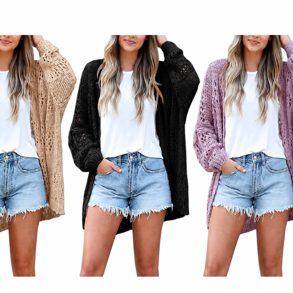 Gifted Garments Eyelet Lace Long-sleeve Cardigan