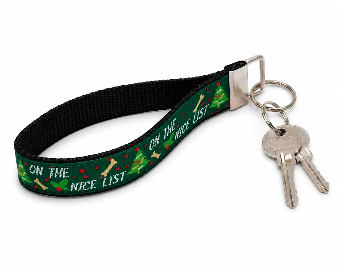 Delightfully On The Nice List Collar, Leash, Seat Belt Tether & Key Chain/Wristlet