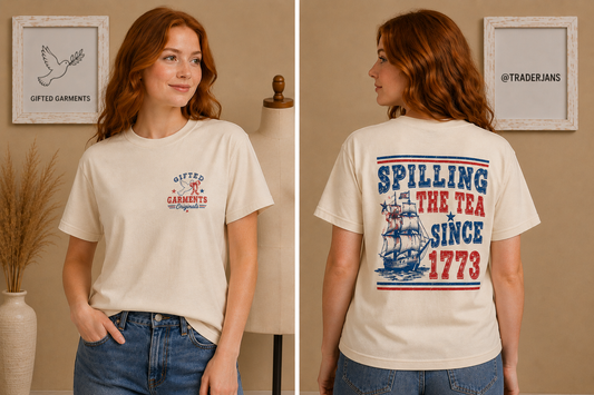 Gifted Garments Spilling the Tea Front/Back Ivory